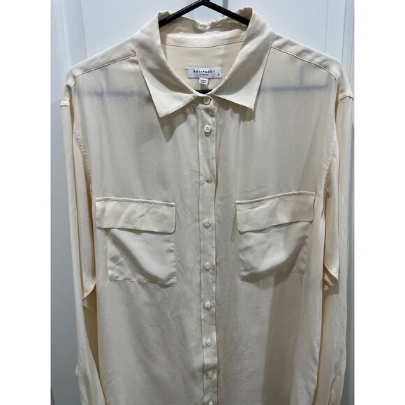 Equipment Signature Silk Button Down Blouse in Cream Sz M - Picture 2 of 9